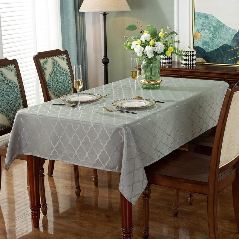 SASTYBALE Jacquard Tablecloth Flower Pattern Polyester Table Cloth Spill Proof Dust-Proof Wrinkle Resistant Table Cover for Kitchen Dining Tabletop Decoration (Rectangle/Oblong, 52" x 70" (4-6 Seats),Gray) - Image 2
